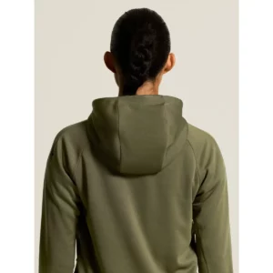 Chaqueta mujer CRAFT ADV UNIFY FZ HOOD 1909133, Woods, con modelo, detalle posterior de capucha