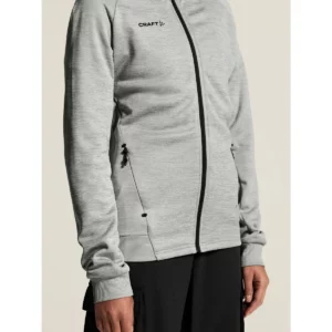 Chaqueta mujer CRAFT ADV UNIFY FZ HOOD 1909133, Grey melange, con modelo, detalle del bolsillo lateral