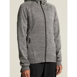 Chaqueta mujer CRAFT ADV UNIFY FZ HOOD 1909133, Dark grey melange, con modelo, detalle frontal