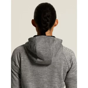 Chaqueta mujer CRAFT ADV UNIFY FZ HOOD 1909133, Dark grey melange, con modelo, detalle posterior de capucha