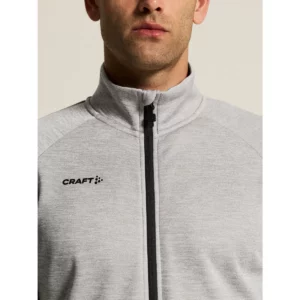Chaqueta hombre CRAFT ADV UNIFY JACKET 1909134, Grey melange, con modelo, detalle de cuello y pecho