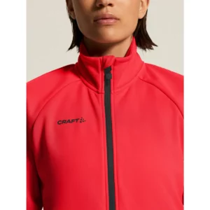 Chaqueta mujer CRAFT ADV UNIFY JACKET 1909135, Bright red, con modelo, detalle de cuello y pecho