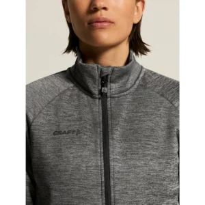 Chaqueta mujer CRAFT ADV UNIFY JACKET 1909135, Dark grey melange, con modelo, detalle de cuello y pecho