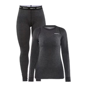 Conjunto interior mujer CRAFT CORE WOOL MERINO SET 1909710, Black melange, vista frontal