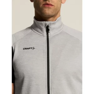Chaleco hombre CRAFT ADV UNIFY VEST 1912161, Grey melange, con modelo, detalle del cuello y el cierre