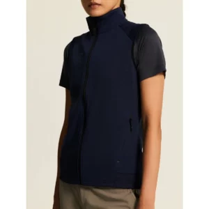 Chaleco mujer CRAFT ADV UNIFY VEST 1912162, Navy, con modelo, detalle del cuello y el pecho