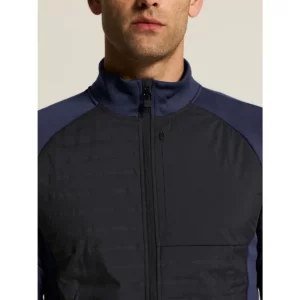 Chaqueta hombre CRAFT ADV UNIFY HYBRID JACKET 1912224, Navy/Black, con modelo, detalle de cuello y pecho