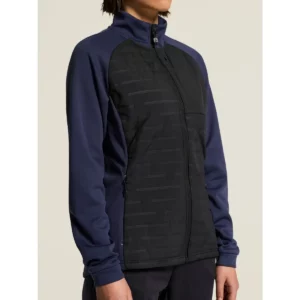 Chaqueta mujer CRAFT ADV UNIFY HYBRID JACKET 1912225, Navy/Black, con modelo, vista frontal de tres cuartos
