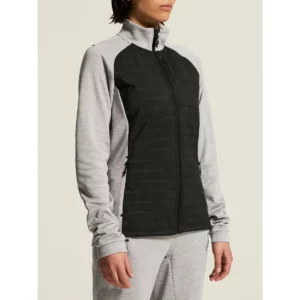Chaqueta mujer CRAFT ADV UNIFY HYBRID JACKET 1912225, Grey melange/Black, con modelo, vista frontal de tres cuartos