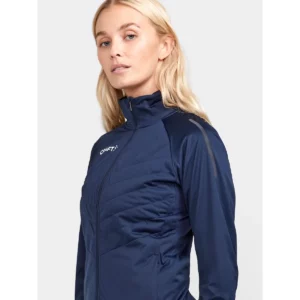 Chaqueta mujer CRAFT ADV NORDIC SKI CLUB JACKET 1912525, Blaze, con modelo, detalle del cuello y el pecho
