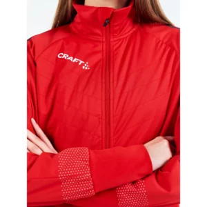 Chaqueta mujer CRAFT ADV NORDIC SKI CLUB JACKET 1912525, Bright red, con modelo, detalle del cierre y los puños