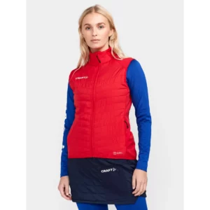 Chaleco mujer CRAFT ADV NORDIC SKI CLUB VEST 1912526, Bright red, con modelo, vista frontal de tres cuartos