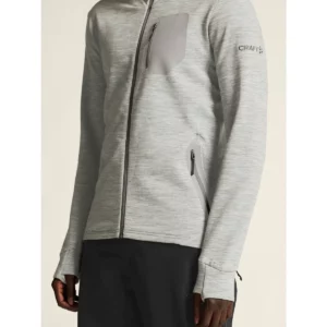Chaqueta hombre CRAFT PRO EXPLORE WOOL MIDLAYER 1913800, Gris marengo, con modelo, detalle frontal
