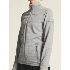 Chaqueta mujer CRAFT PRO EXPLORE WOOL MIDLAYER 1913801, Gris marengo, con modelo, detalle frontal