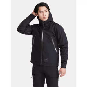 Chaqueta hombre CRAFT ADV EXPLORE SHELL JACKET 1913806, Negro, con modelo, vista frontal con capucha