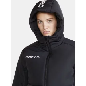 Parka mujer CRAFT ABILITY ISOLATE PARKAS 1913813, Negro, con modelo, detalle frontal de la capucha