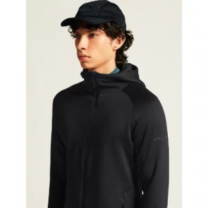 Chaqueta polar hombre CRAFT EXPLORE POWER FLEECE 1915240, Negro, con modelo, detalle de cuello y hombro