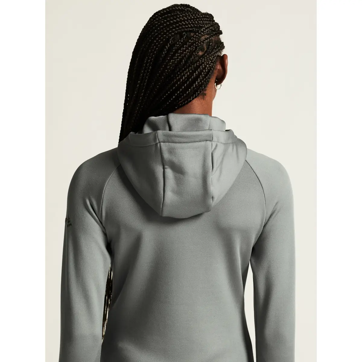 Chaqueta polar mujer CRAFT EXPLORE POWER FLEECE 1915241 52 Chaqueta polar mujer CRAFT EXPLORE POWER FLEECE 1915241, Leaf, con modelo, detalle posterior de capucha