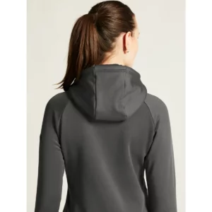 Chaqueta polar mujer CRAFT EXPLORE POWER FLEECE 1915241, Granite, con modelo, detalle posterior de capucha