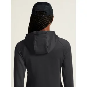 Chaqueta polar mujer CRAFT EXPLORE POWER FLEECE 1915241, Negro, con modelo, detalle posterior de capucha