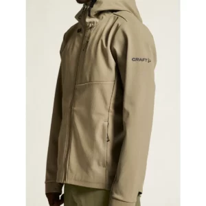 Chaqueta hombre CRAFT ADV EXPLORE SOFTSHELL 2.0 JKT 1915258, con modelo, detalle frontal y de la manga