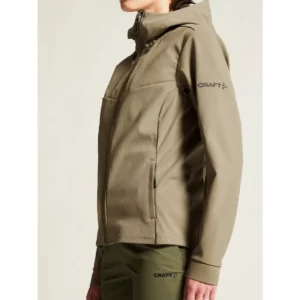 Chaqueta mujer CRAFT ADV EXPLORE SOFTSHELL 2.0 JKT 1915259, con modelo, detalle frontal y de la manga