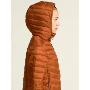 Chaqueta mujer CRAFT CORE EXPLORE LT. INSULATION JKT 1915261, Buff, con modelo, vista lateral con capucha puesta