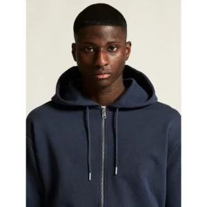 Sudadera hombre CRAFT FREQUENT FZ HOODIE 1916306, Blaze, con modelo, detalle del cuello y la cremallera