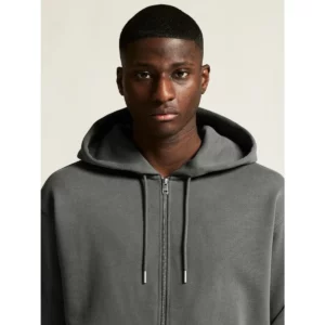 Sudadera hombre CRAFT FREQUENT FZ HOODIE 1916306, Lava, con modelo, detalle del cuello y la cremallera