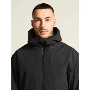 Chaqueta hombre CRAFT EXPLORE PADDED JACKET 1916338, Negro, con modelo, detalle frontal de cuello y pecho