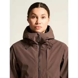 Chaqueta mujer CRAFT EXPLORE PADDED JACKET 1916339, Prune, con modelo, detalle frontal de cuello y pecho