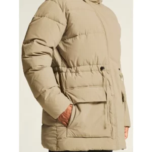 Chaqueta mujer CRAFT URBAN DOWN PUFFER JACKET 1916375, Taupe, con modelo, detalle del bolsillo lateral