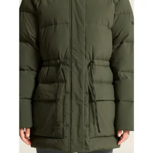 Chaqueta mujer CRAFT URBAN DOWN PUFFER JACKET 1916375, Chimera, con modelo, detalle frontal de cintura y bolsillos