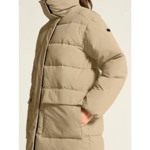 Abrigo mujer CRAFT URBAN LONG PADDED COAT 1916376, Taupe, con modelo, detalle del bolsillo