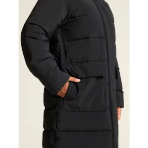 Abrigo mujer CRAFT URBAN LONG PADDED COAT 1916376, Negro, con modelo, detalle del bolsillo