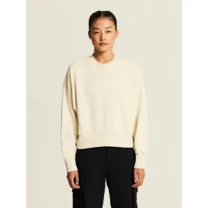 Sudadera mujer CRAFT FREQUENT CROPPED RN C17241, Tofu, con modelo, vista frontal