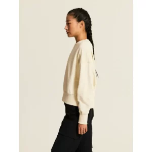 Sudadera mujer CRAFT FREQUENT CROPPED RN C17241, Tofu, con modelo, lateral izquierdo