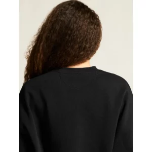 Sudadera mujer CRAFT FREQUENT CROPPED RN C17241, Negro, con modelo, detalle posterior del cuello