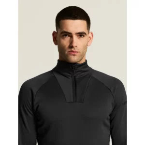 Polar hombre CRAFT EXPLORE POWER FLEECE HALF ZIP C18113, Negro, con modelo, detalle frontal del cuello
