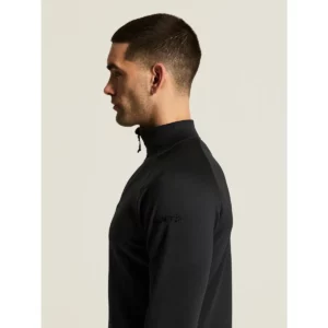 Polar hombre CRAFT EXPLORE POWER FLEECE HALF ZIP C18113, Negro, con modelo, detalle lateral del cuello