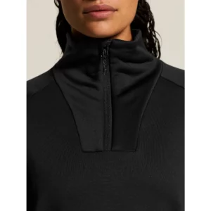 Polar mujer CRAFT EXPLORE POWER FLEECE HALF ZIP C18114, Negro, con modelo, detalle frontal del cuello
