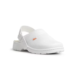 Zueco sanitario Dian 1805-PIEL-A blanco, vista tres cuartos alternativa