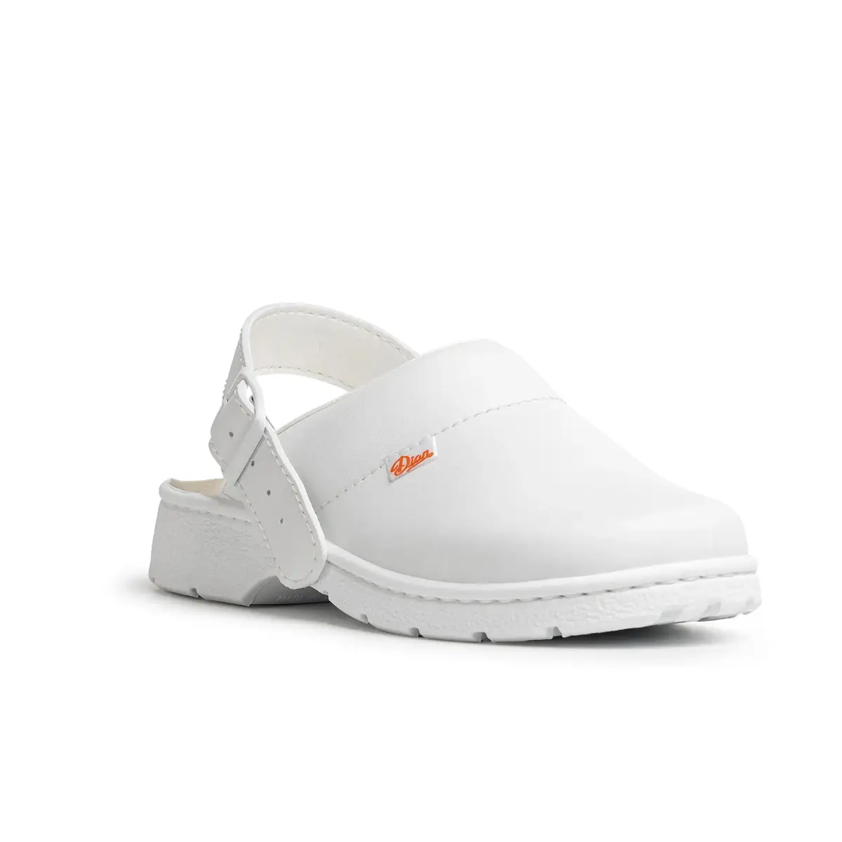 Zueco sanitario Dian 1805-PIEL-A 3 Zueco sanitario Dian 1805-PIEL-A blanco, vista tres cuartos alternativa