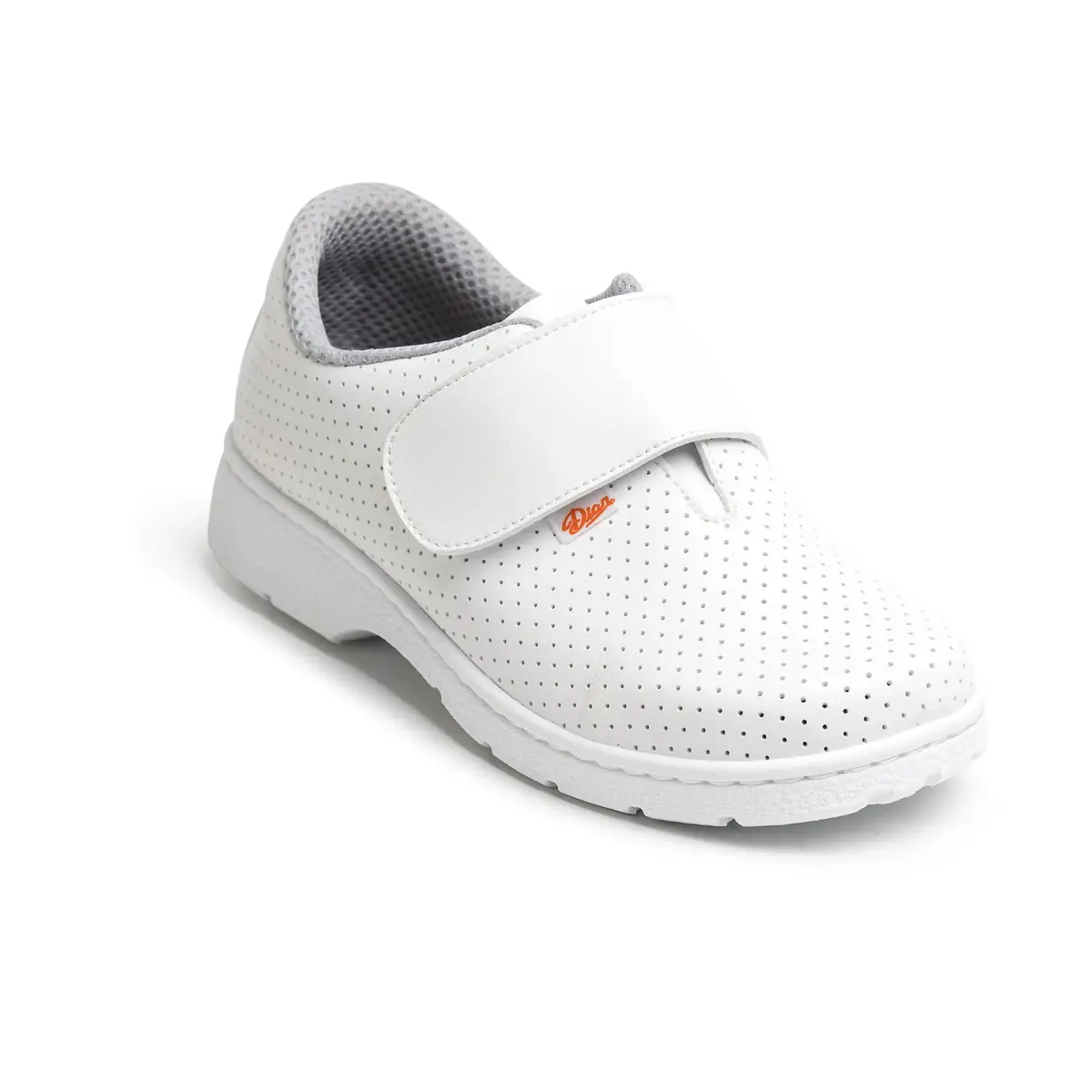 Zapato sanitario Dian 1807-LM 4 Zapato sanitario Dian 1807-LM blanco, vista frontal elevada
