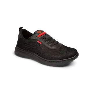 Zapatilla Dian ALICANTE negro brillo, vista tres cuartos