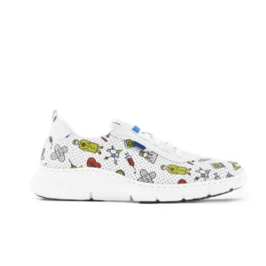 Zapatilla Dian ALTEA PLUS ESTAMPADO blanco, vista lateral.