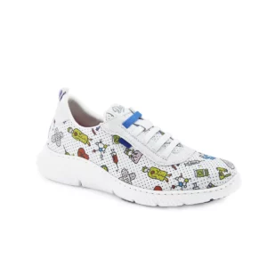 Zapatilla Dian ALTEA PLUS ESTAMPADO blanco, vista tres cuartos.