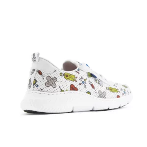 Zapatilla Dian ALTEA PLUS ESTAMPADO blanco, vista posterior.