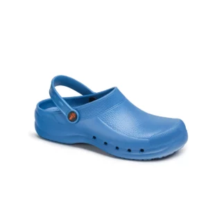 Zueco sanitario Dian EVA azul, vista tres cuartos