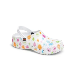 Zueco sanitario Dian EVA ESTAMPADO blanco, vista tres cuartos